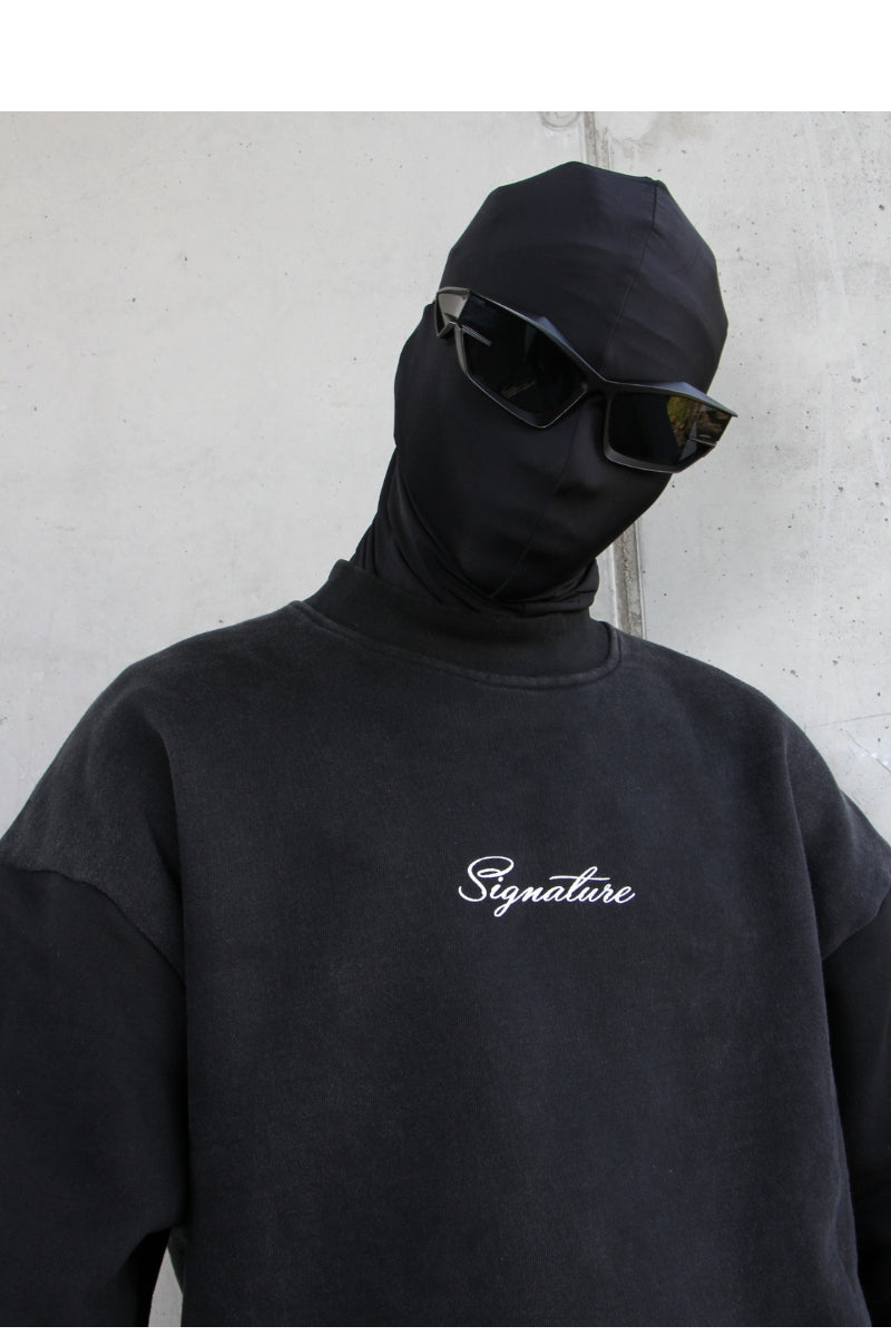 signature essentials - crewneck sweatshirt-washed Black color for a vintage feel