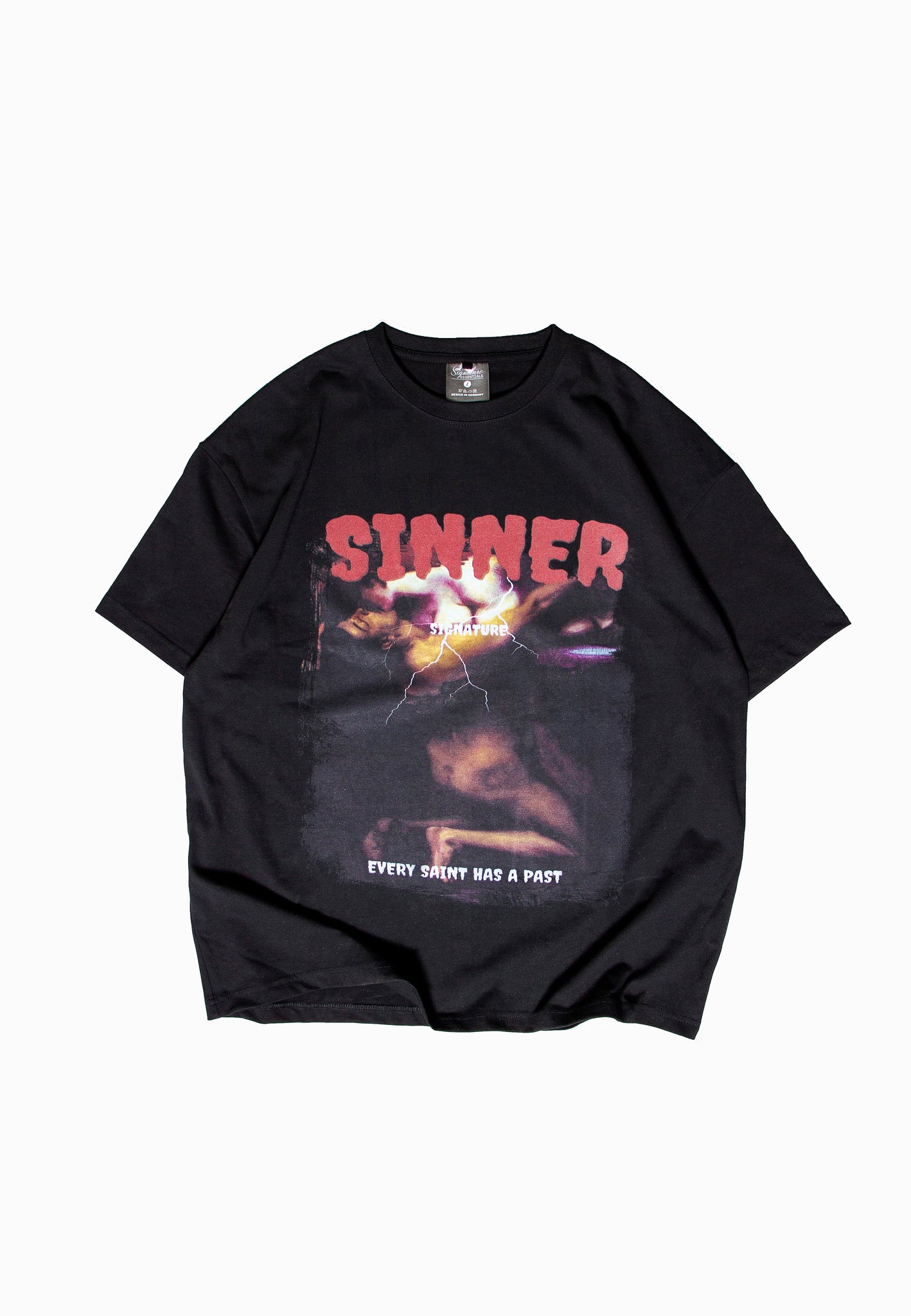 OVERSIZE T-SHIRT - SCHWARZ MIT SINNER PRINTpack shoot