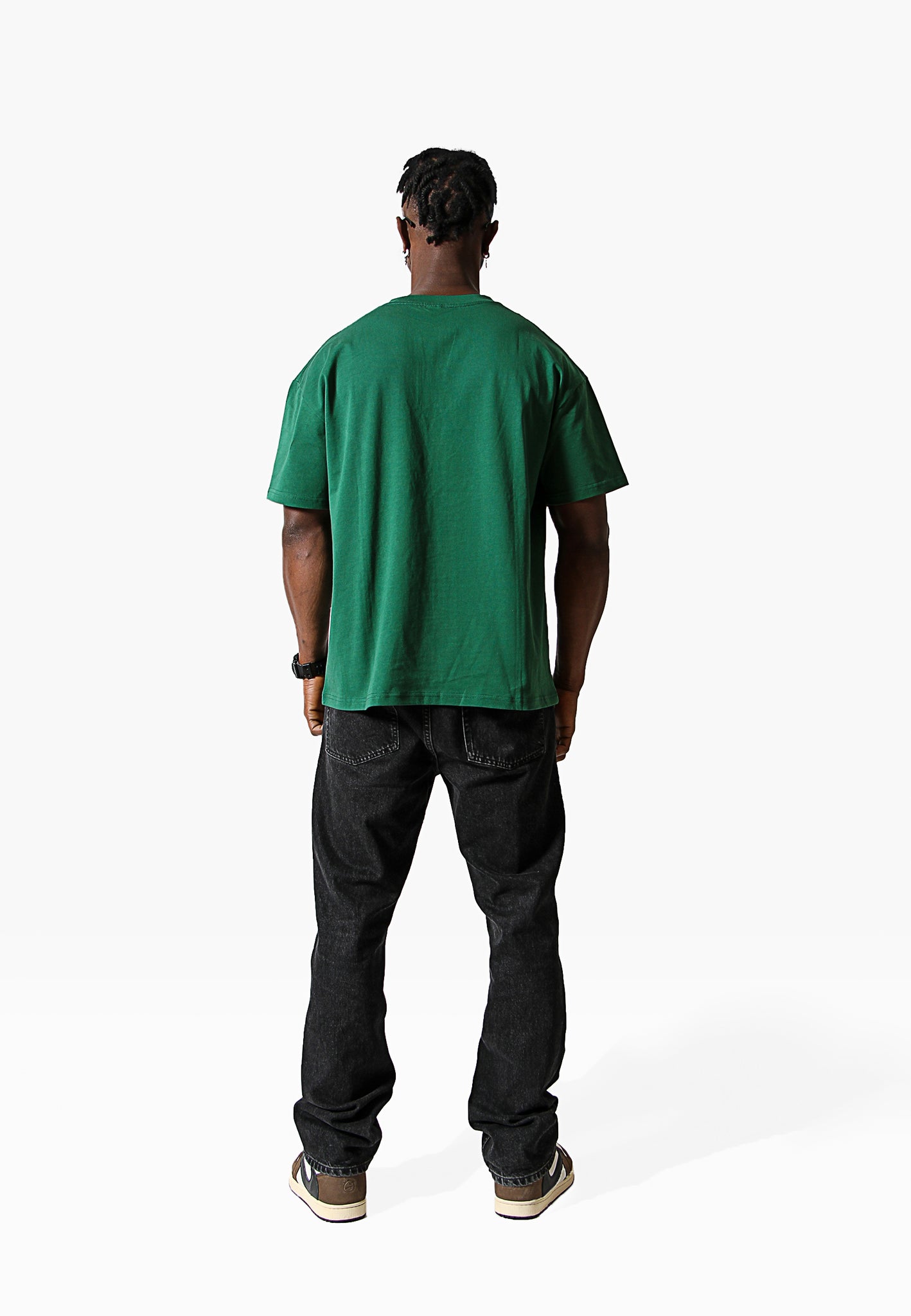 Oversized G.O.A.T Print T-Shirt full body back view