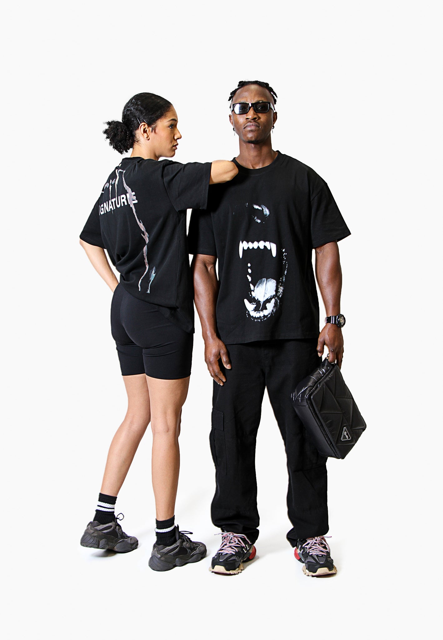 Oversized Fit Crawl Print T-Shirt model full body view