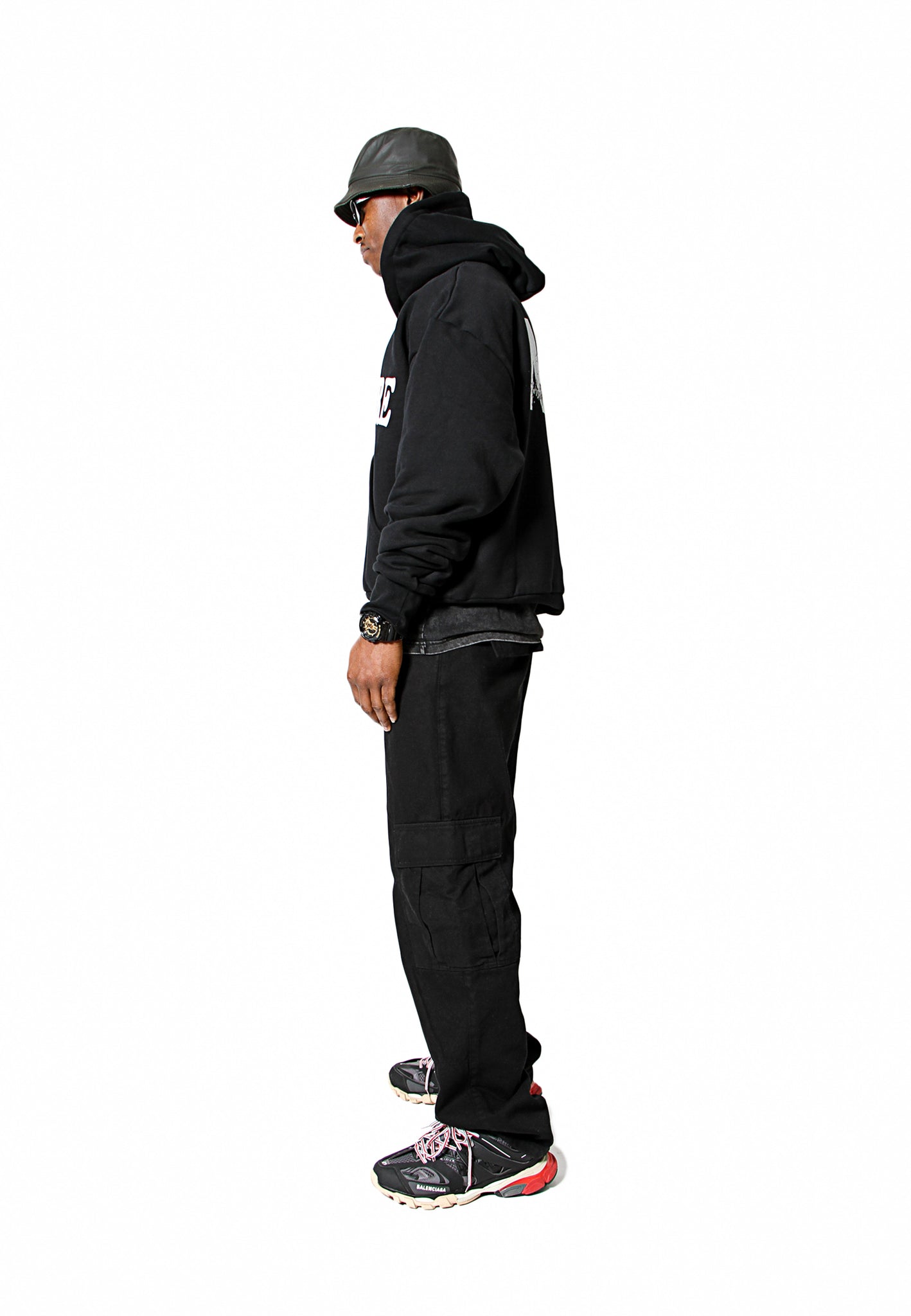 Oversized fit Signature Noir Print Hoodie full body side shoot