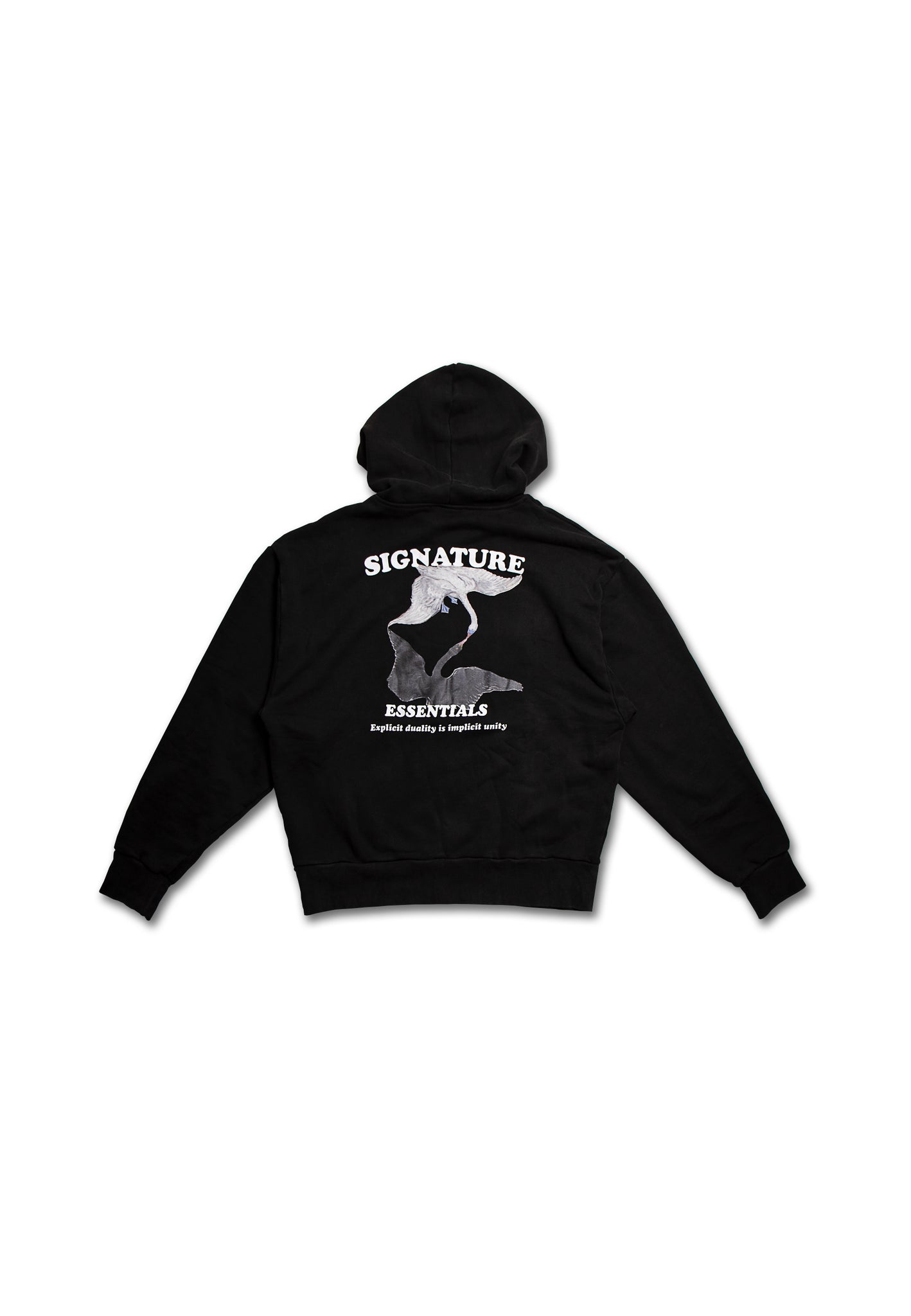 Oversized fit Duality Swan Graphic Hoodie back pack shoot